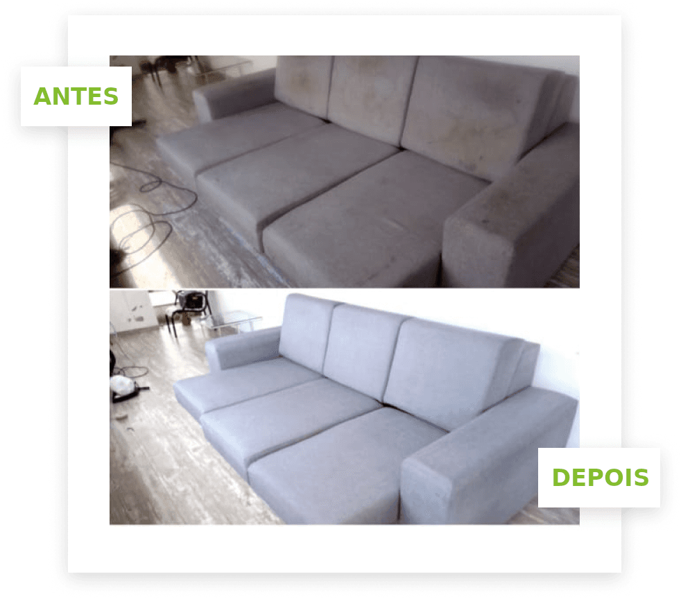 Imagem antes e depois de uma higienização